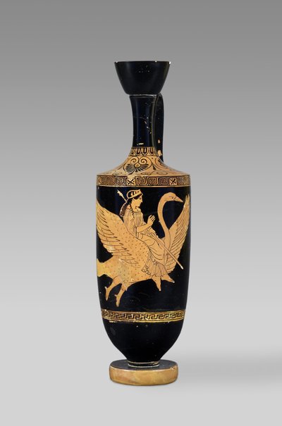 Attische roodfigurige lekythos die Aphrodite afbeeldt die op een vliegende zwaan rijdt door Cypriot